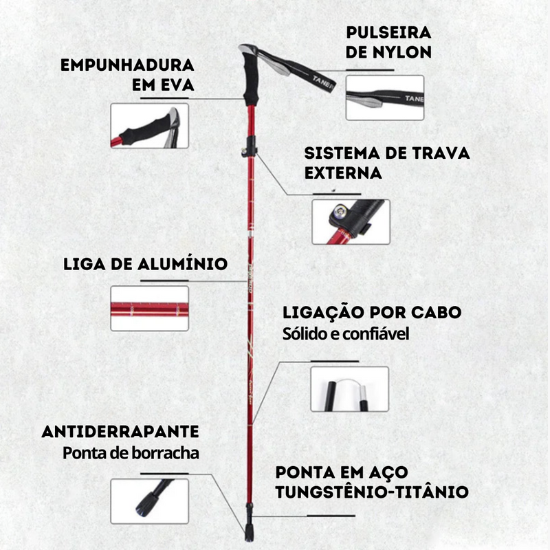 Bastão de Caminhada Retrátil Ultraleve