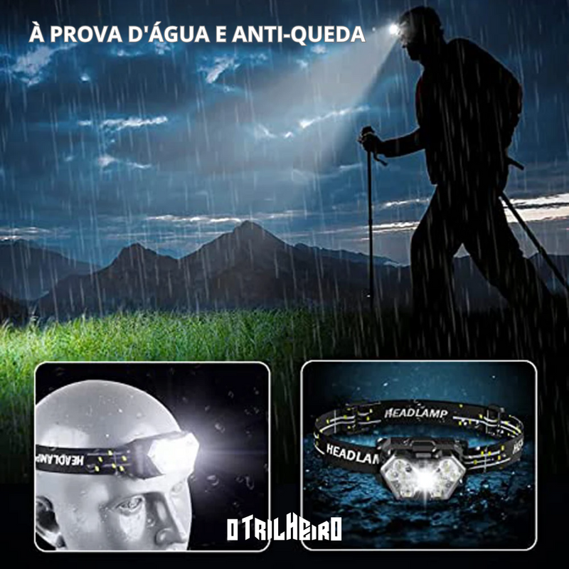 Lanterna de Cabeça Impermeável com Sensor - Headlamp