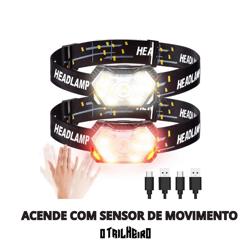 Lanterna de Cabeça Impermeável com Sensor - Headlamp